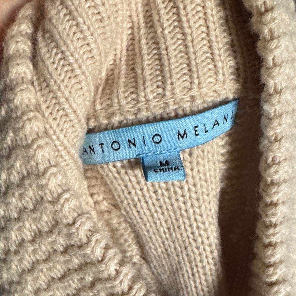 ANTONIO MELANI Cream Zip‎ Up Sweater - Picture 3 of 5